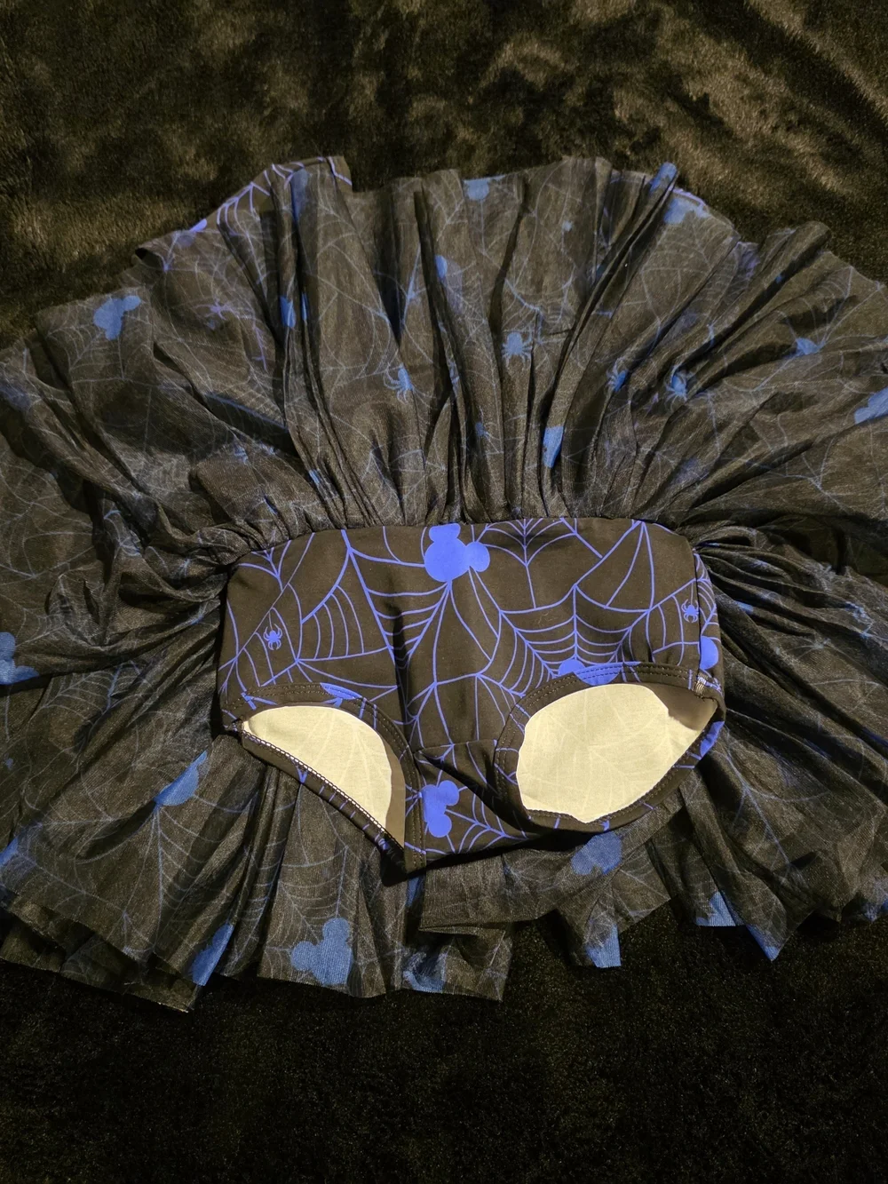 Girls Mickey Spiderweb Tulle Halloween Skirted Leo with Bow